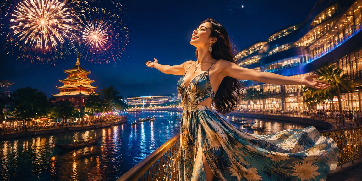 Lễ hội đặc sắc tại Huế với ánh đèn rực rỡ tượng trưng cho trải nghiệm VIP và phần thưởng cao cấp